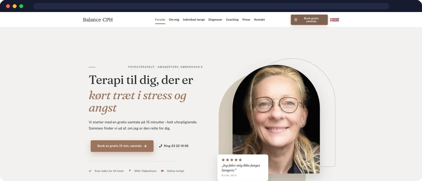 Balance CPH – hjemmeside udviklet af Talento