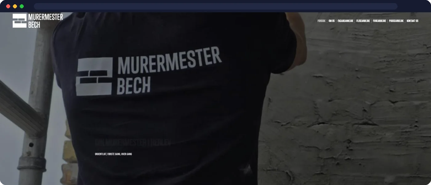 Murermester Bech – hjemmeside udviklet af Talento
