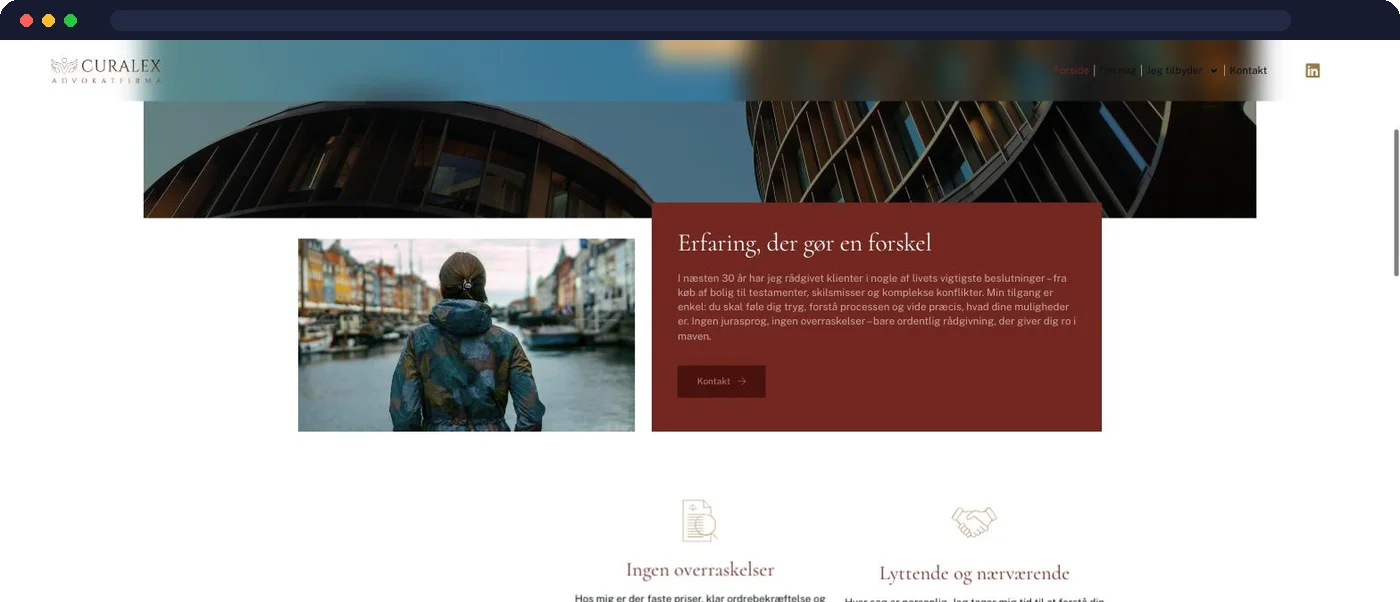 Curalex Advokatfirma – hjemmeside udviklet af Talento