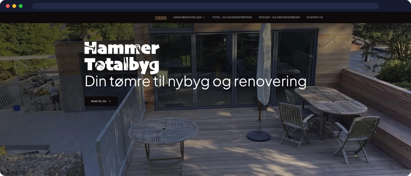 Hammer Totalbyg – hjemmeside udviklet af Talento